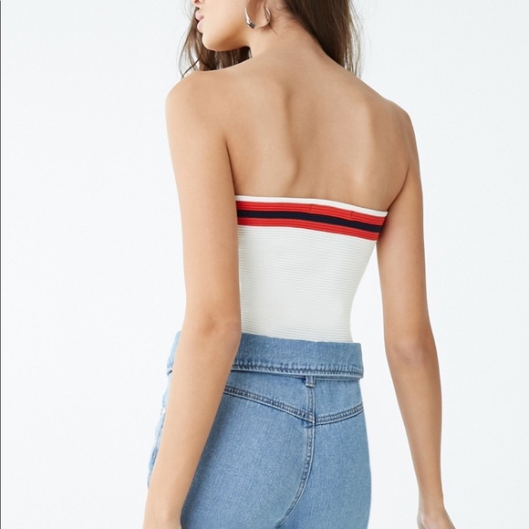 Striped trim tube top sz XS - Picture 4 of 8